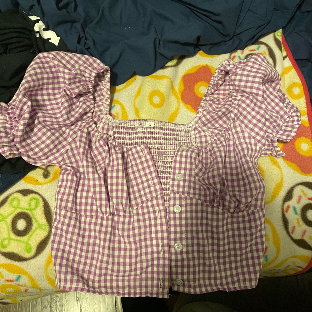 Purple plaid top
